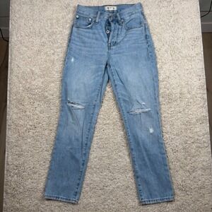 Madewell The Perfect Vintage Jeans Light Wash Distressed Button Fly Women's Size